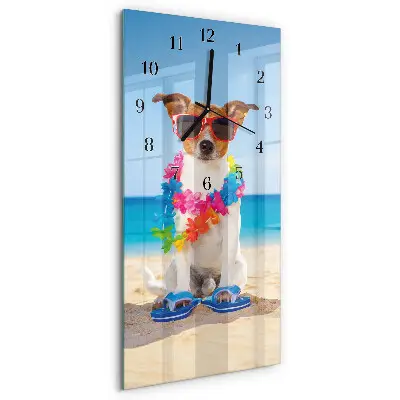 Verticale moderne glazen wandklok Hond