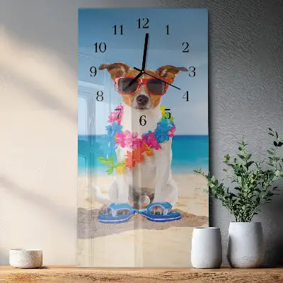 Verticale moderne glazen wandklok Hond