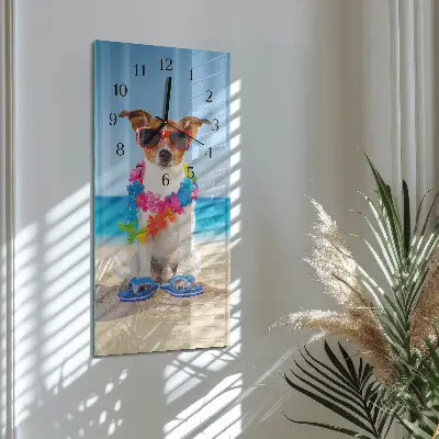 Verticale moderne glazen wandklok Hond