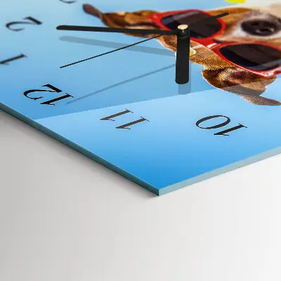 Verticale moderne glazen wandklok Hond