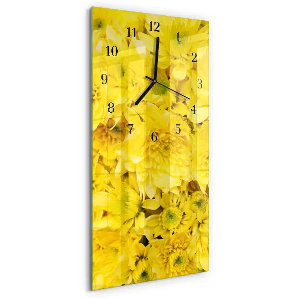 Verticale rechthoekige glazen wandklok Bloemen
