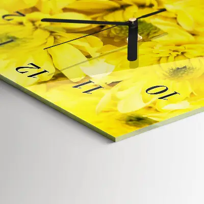 Verticale rechthoekige glazen wandklok Bloemen
