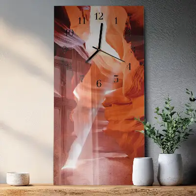 Verticale rechthoekige glazen wandklok Grot