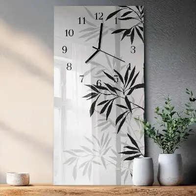 Verticale moderne glazen wandklok Bamboe
