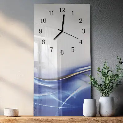 Verticale rechthoekige glazen wandklok Abstracte lijnen