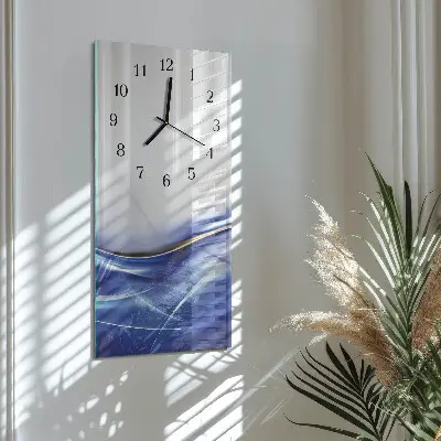 Verticale rechthoekige glazen wandklok Abstracte lijnen