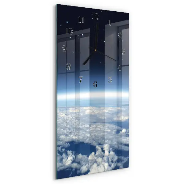 Verticale moderne glazen wandklok Het universum van de aarde