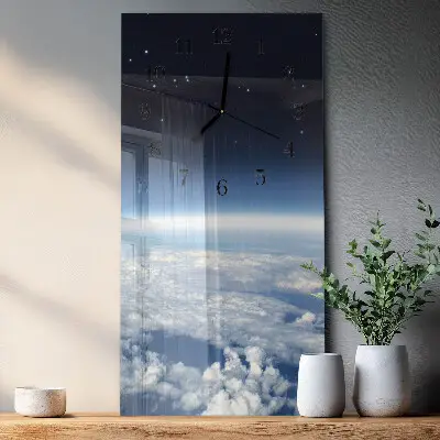 Verticale moderne glazen wandklok Het universum van de aarde