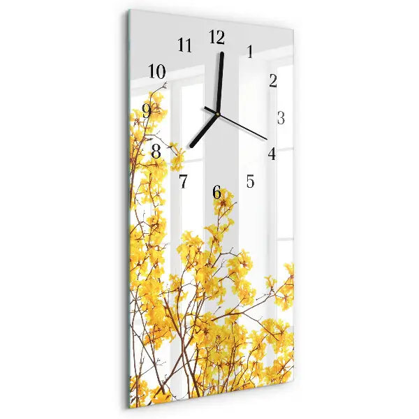 Verticale rechthoekige glazen wandklok Boom