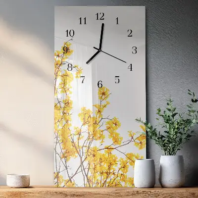Verticale rechthoekige glazen wandklok Boom