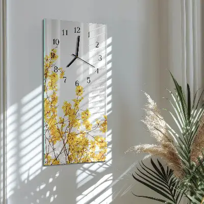 Verticale rechthoekige glazen wandklok Boom