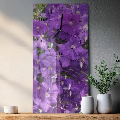 Verticale moderne glazen wandklok Sleutelbloemen
