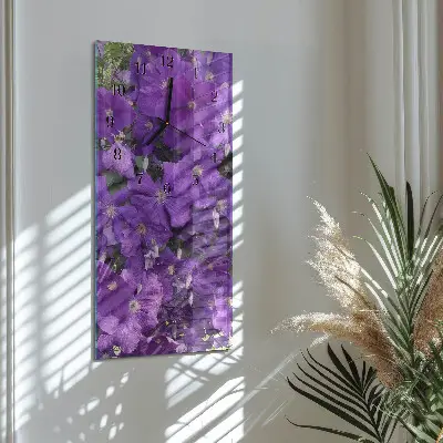 Verticale moderne glazen wandklok Sleutelbloemen