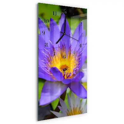 Verticale moderne glazen wandklok Bloem