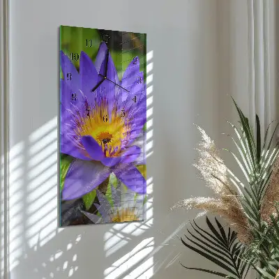 Verticale moderne glazen wandklok Bloem