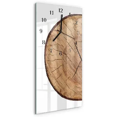 Verticale moderne glazen wandklok Houten balken
