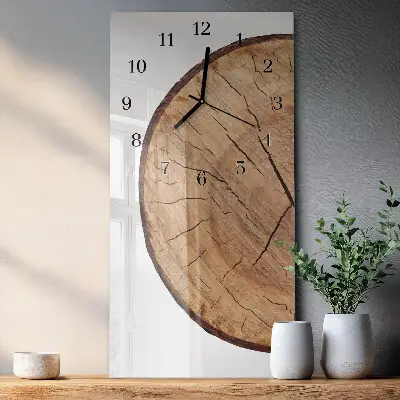 Verticale moderne glazen wandklok Houten balken