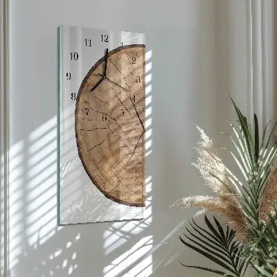 Verticale moderne glazen wandklok Houten balken