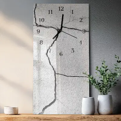 Verticale rechthoekige glazen wandklok Scheuren