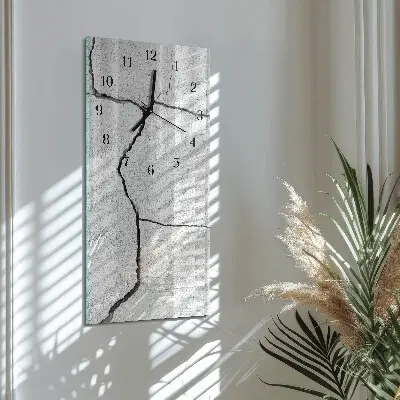 Verticale rechthoekige glazen wandklok Scheuren