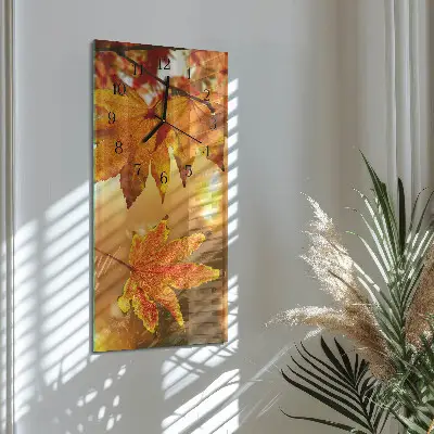 Verticale moderne glazen wandklok Bladeren