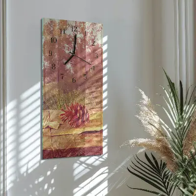 Verticale moderne glazen wandklok Dennenappels