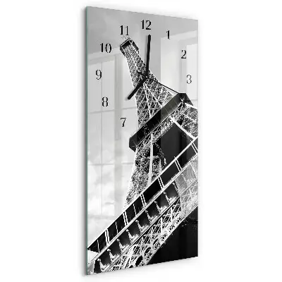 Verticale moderne glazen wandklok Eiffeltoren