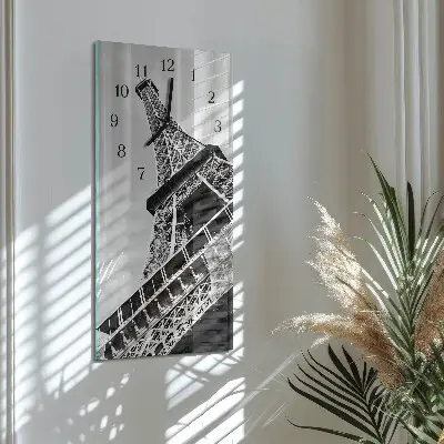 Verticale moderne glazen wandklok Eiffeltoren