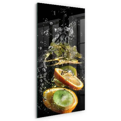 Verticale rechthoekige glazen wandklok Fruitwater
