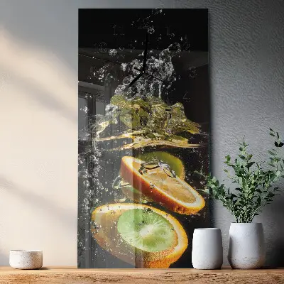 Verticale rechthoekige glazen wandklok Fruitwater