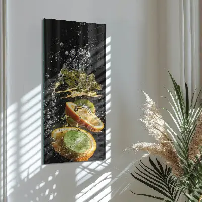 Verticale rechthoekige glazen wandklok Fruitwater