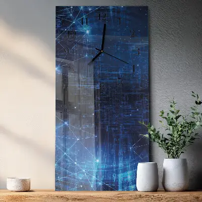 Verticale moderne glazen wandklok Matrix