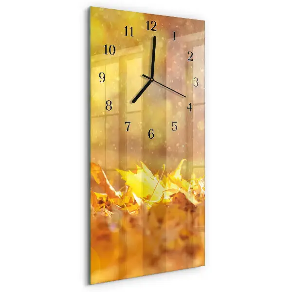 Verticale moderne glazen wandklok Bladeren