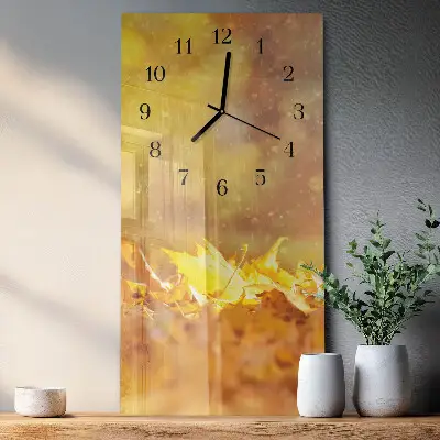 Verticale moderne glazen wandklok Bladeren