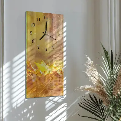 Verticale moderne glazen wandklok Bladeren