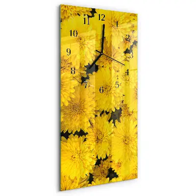 Verticale rechthoekige glazen wandklok Bloemen
