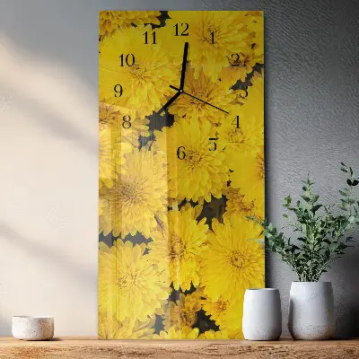 Verticale rechthoekige glazen wandklok Bloemen