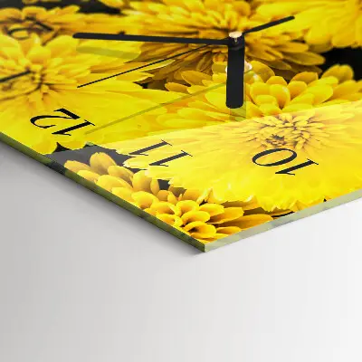 Verticale rechthoekige glazen wandklok Bloemen