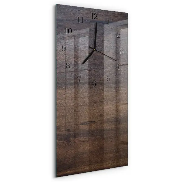 Verticale moderne glazen wandklok Houten plank