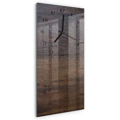 Verticale moderne glazen wandklok Houten plank