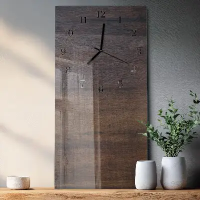 Verticale moderne glazen wandklok Houten plank