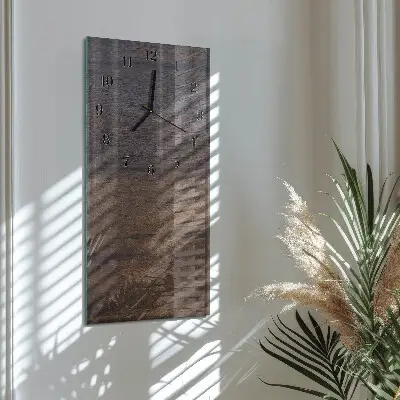Verticale moderne glazen wandklok Houten plank