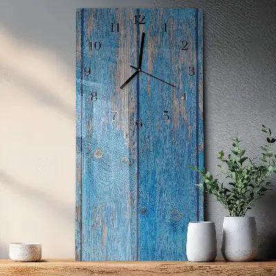 Verticale rechthoekige glazen wandklok Hout