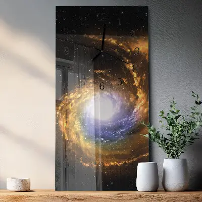 Verticale rechthoekige glazen wandklok Kosmos