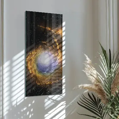Verticale rechthoekige glazen wandklok Kosmos