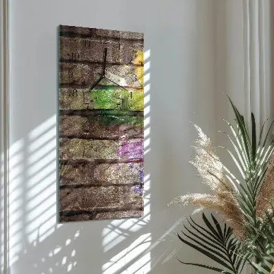 Verticale rechthoekige glazen wandklok Baksteen