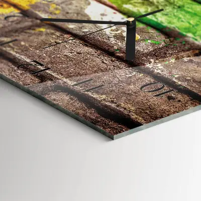 Verticale rechthoekige glazen wandklok Baksteen