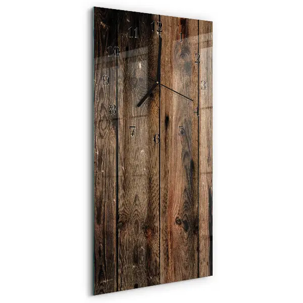 Verticale rechthoekige glazen wandklok Hout