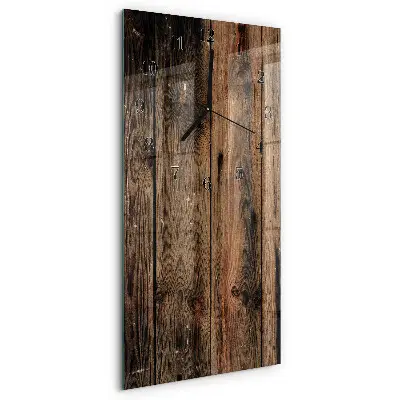 Verticale rechthoekige glazen wandklok Hout