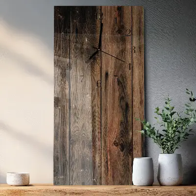 Verticale rechthoekige glazen wandklok Hout